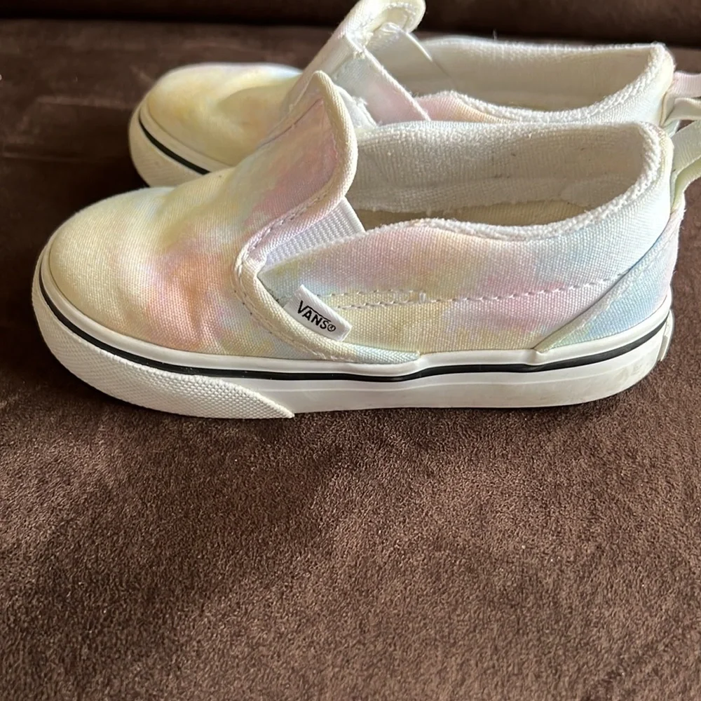 Vans Kids Slip-On Shoes White with Pastel Tie-Dye